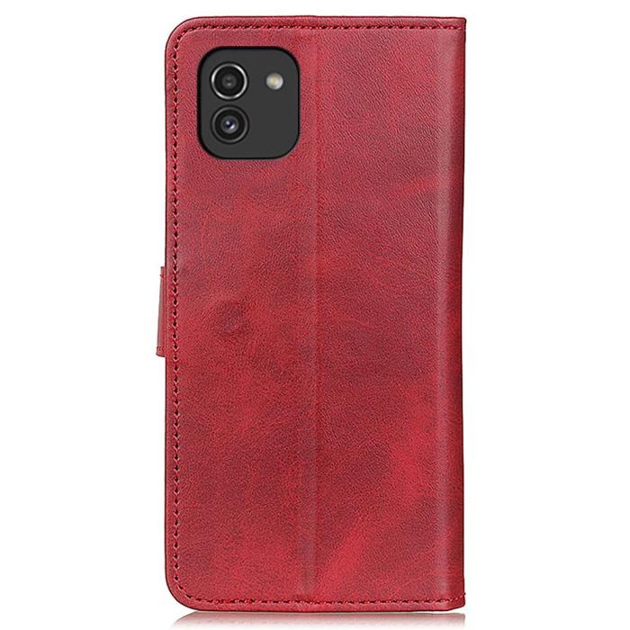 Bild 3, Samsung Galaxy A03 Fodral Solid Läder Röd