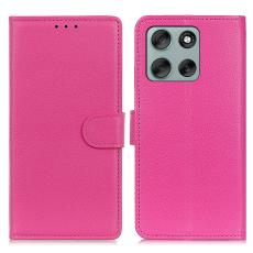 Motorola Moto G56 5G Fodral Litchi L&auml;der Rosa