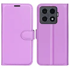 Xiaomi 15T Pro Fodral Litchi L&auml;der Lila