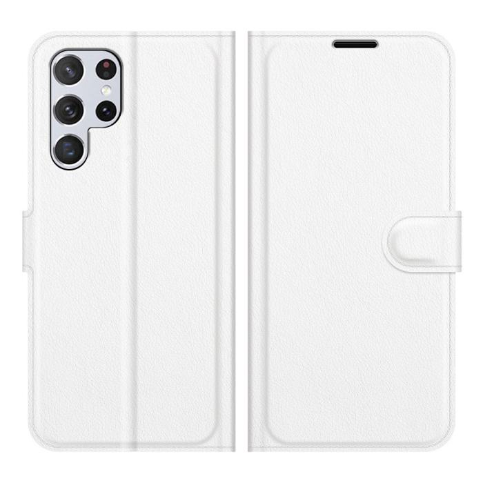 Bild 1, Samsung Galaxy S22 Ultra Fodral Litchi Läder Vit
