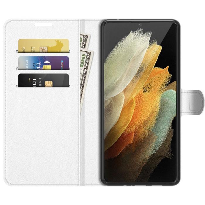 Bild 4, Samsung Galaxy S22 Ultra Fodral Litchi Läder Vit