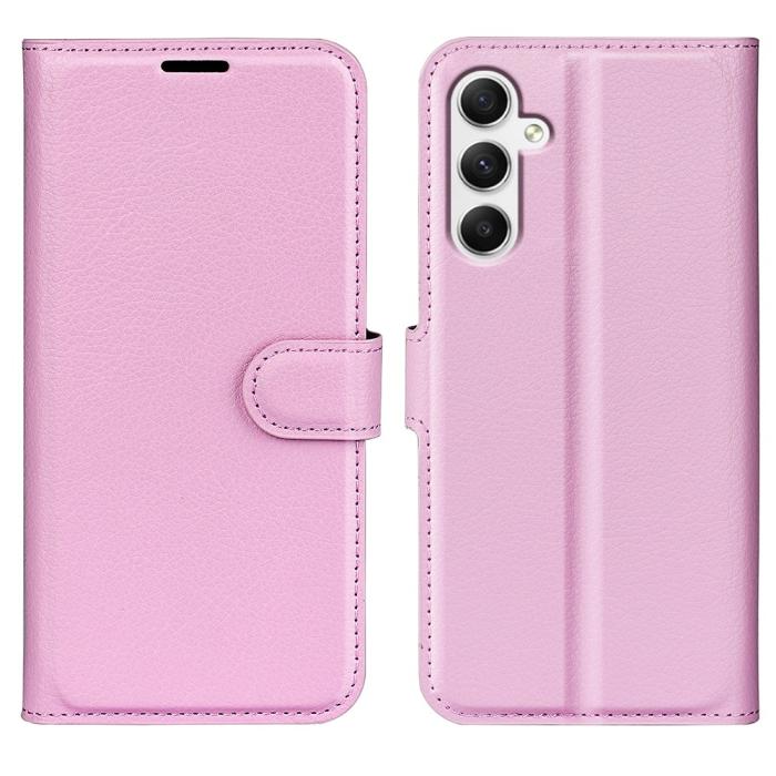 Bild 1, Samsung Galaxy A35 5G Fodral Läder Litchi Ljus Rosa