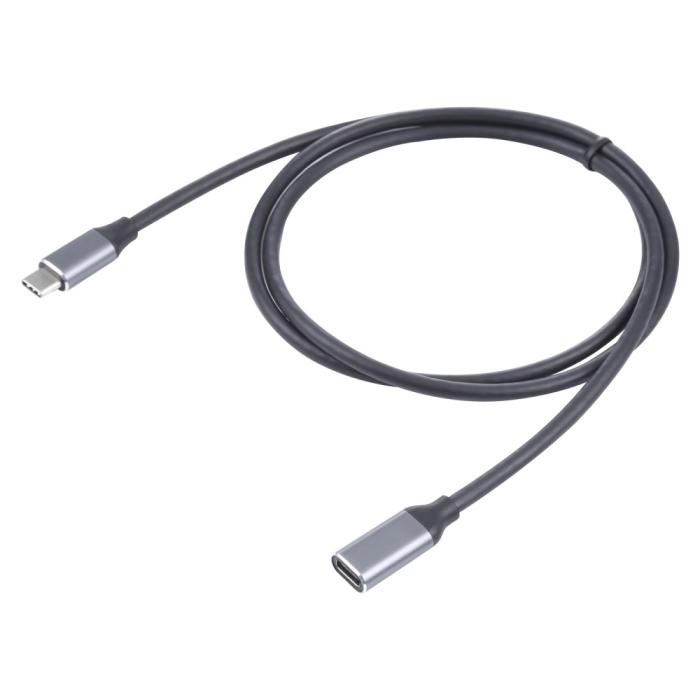 Bild 1, 1m USB-C Hane - USB-C Hona Adapter Kabel Svart