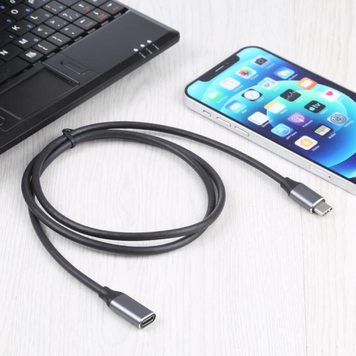 Bild 3, 1m USB-C Hane - USB-C Hona Adapter Kabel Svart