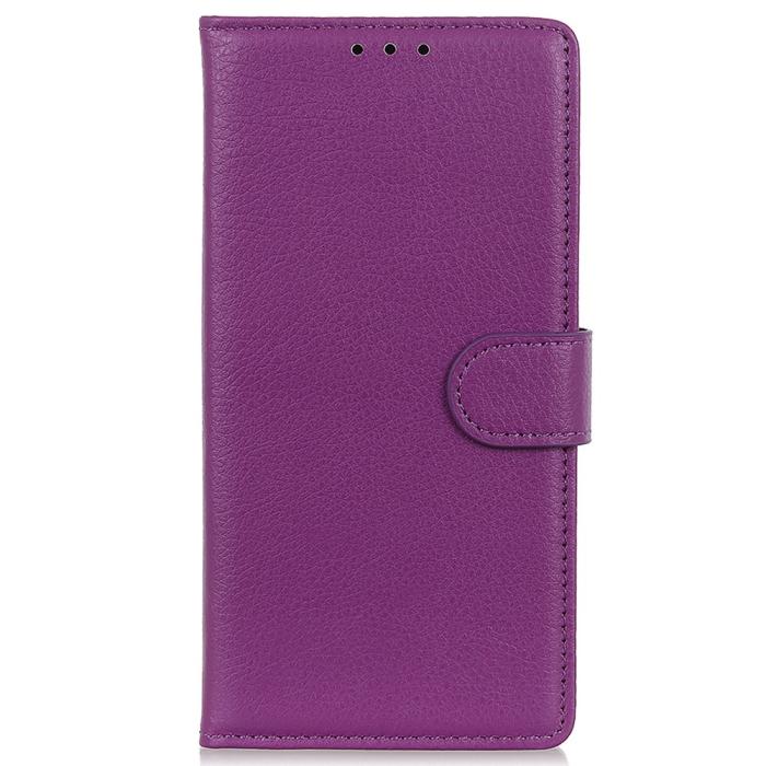 Bild 6, iPhone 15 Fodral Litchi Läder Lila