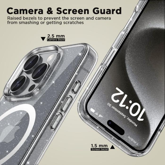 Bild 3, Tech-Protect iPhone 16 Pro Max Skal MagSafe FlexAir Hybrid Glitter