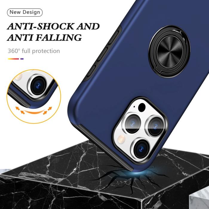 Bild 3, iPhone 16 Pro Skal Med Ringhållare Kickstand Mörk Blå