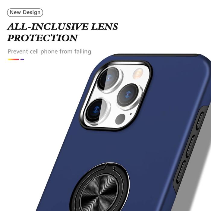 Bild 6, iPhone 16 Pro Skal Med Ringhållare Kickstand Mörk Blå