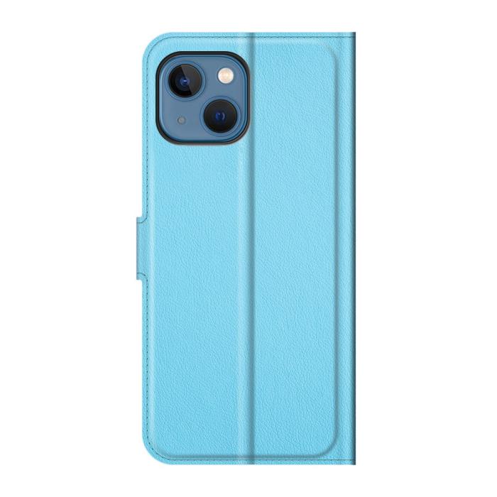 Bild 3, iPhone 13 Mini Fodral Litchi Läder Ljus Blå