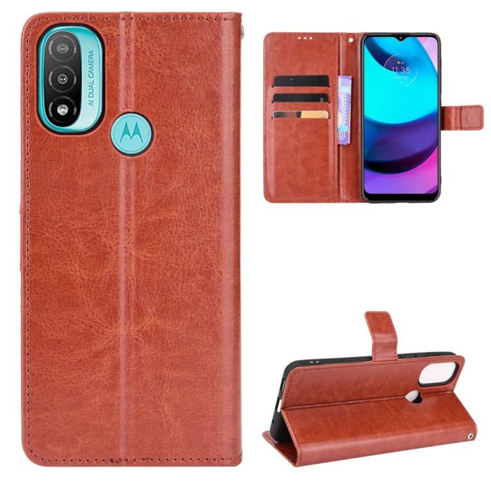Bild 6, Motorola Moto E20 Fodral Crazy Horse Brun