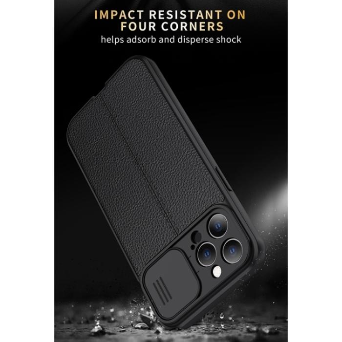 Bild 3, iPhone 14 Pro Skal Litchi CamShield Grön