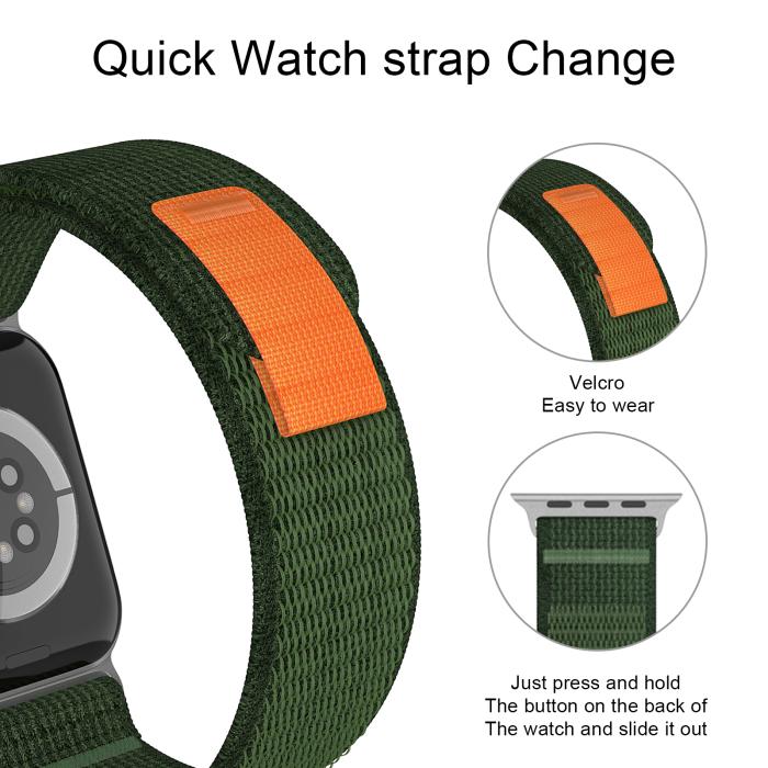 Bild 5, Apple Watch 42/44/45/49 mm Armband Nylon Trail Loop Army Green
