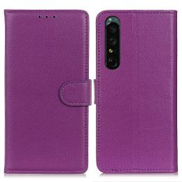 Sony Xperia 1 V Fodral Litchi Läder Lila