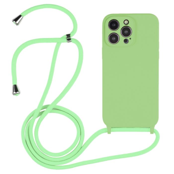 Bild 1, iPhone 15 Pro Skal Silikon Med Snodd Matcha Green