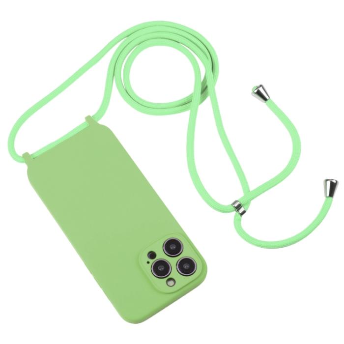 Bild 2, iPhone 15 Pro Skal Silikon Med Snodd Matcha Green