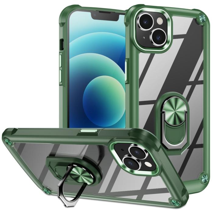 Bild 1, iPhone 15 Skal Ring Shockproof Hybrid Grön