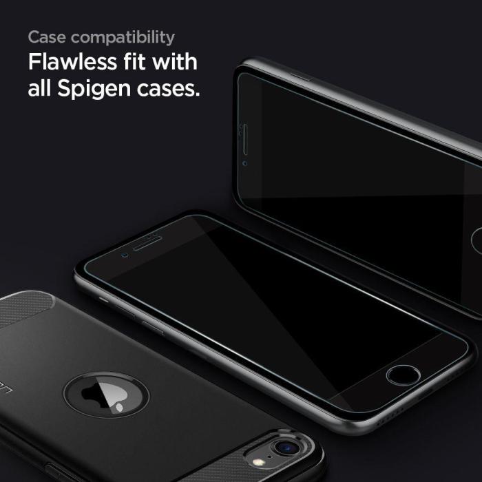 Bild 5, iPhone 7/8/SE 2020/2022 Spigen 2-PACK Heltäckande Skärmskydd Härdat Glas