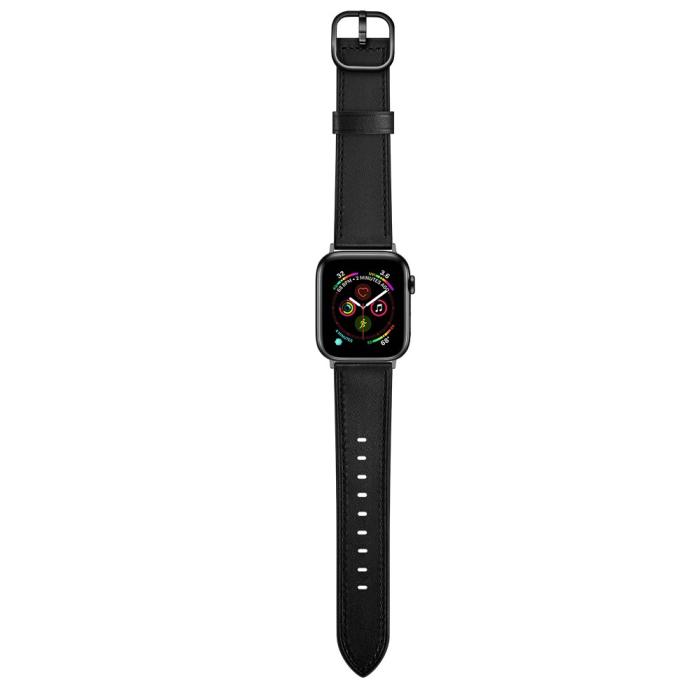 Bild 5, Äkta Läder Armband Apple Watch 41/40/38 mm - Svart