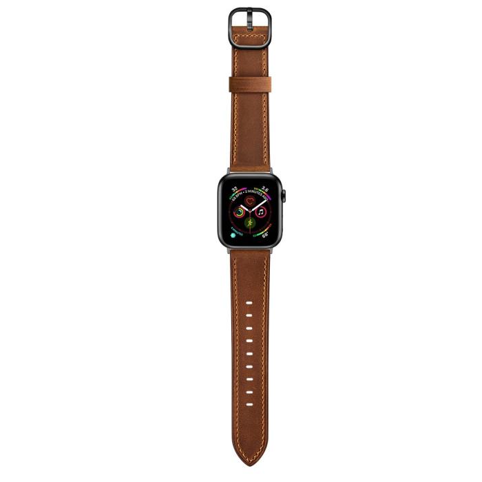 Bild 5, Äkta Läder Armband Apple Watch 41/40/38 mm - Brun