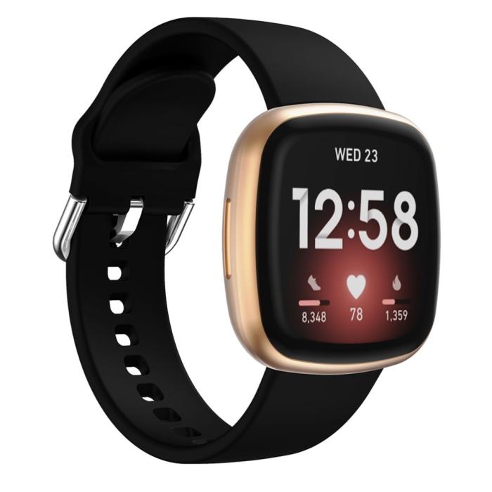 Bild 2, Silikon Armband Versa 3/Fitbit Sense - Svart