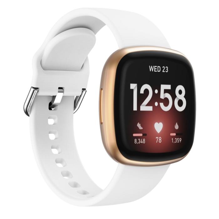Bild 2, Silikon Armband Versa 3/Fitbit Sense - Vit