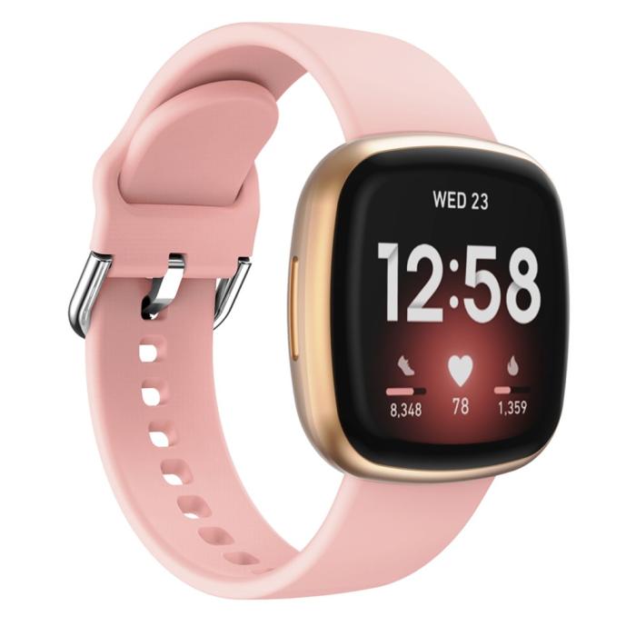 Bild 2, Silikon Armband Versa 3/Fitbit Sense - Ljus Rosa