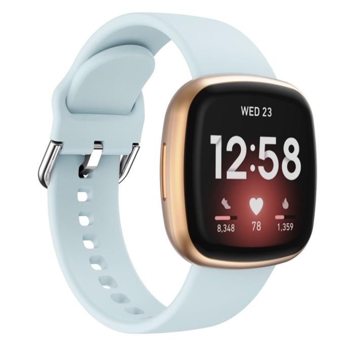 Bild 2, Silikon Armband Versa 3/Fitbit Sense - Ljus Blå