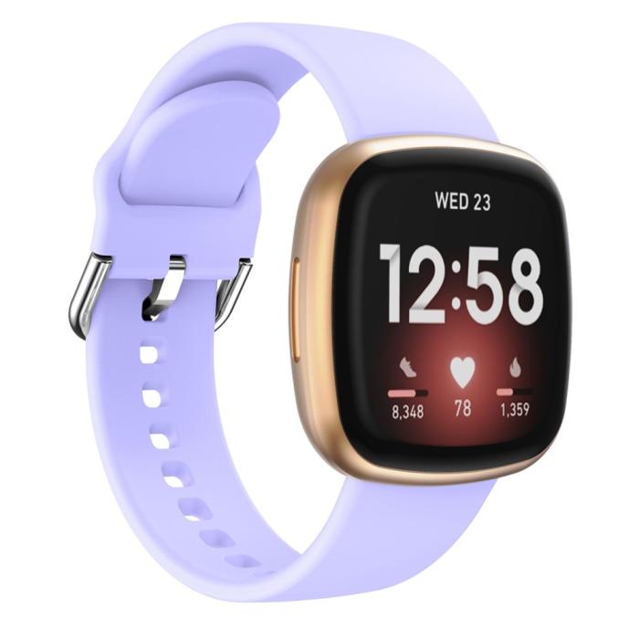 Bild 2, Silikon Armband Versa 3/Fitbit Sense - Ljus Lila