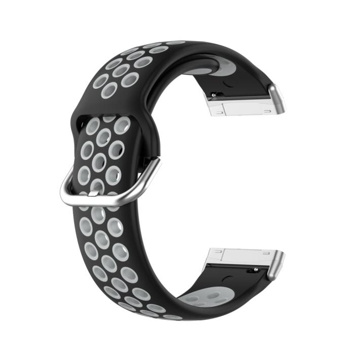 Bild 1, Silikon Träningsarmband Armband Versa 3/Fitbit Sense - Svart/Grå