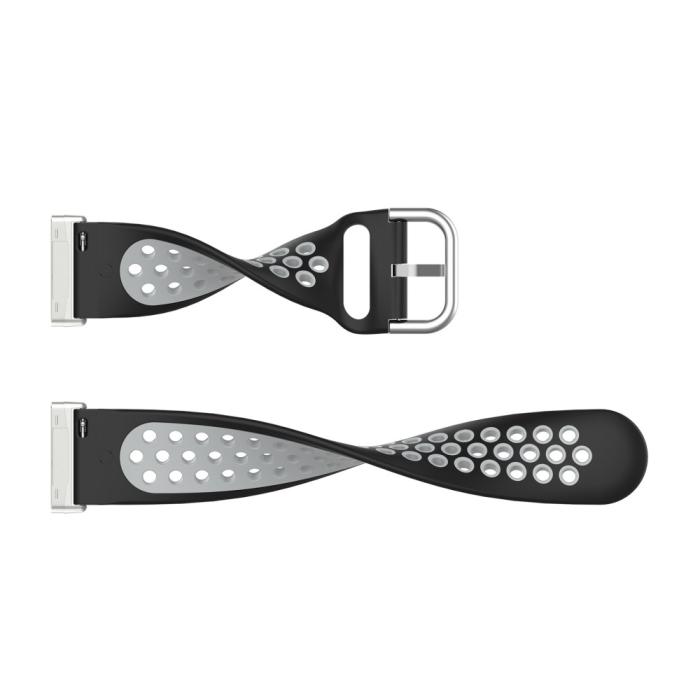 Bild 3, Silikon Träningsarmband Armband Versa 3/Fitbit Sense - Svart/Grå