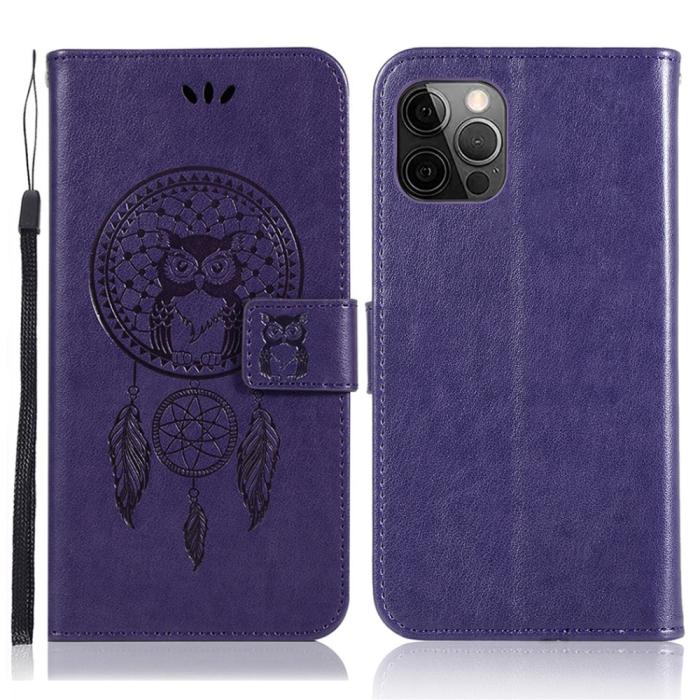 Bild 1, iPhone 13 Pro - Owl Dream Catcher Läder Fodral - Lila