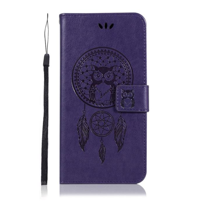 Bild 2, iPhone 13 Pro - Owl Dream Catcher Läder Fodral - Lila