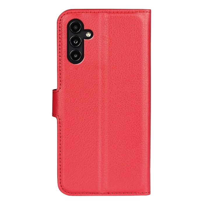 Bild 6, Samsung Galaxy A14 4G/5G Fodral Litchi Läder Röd