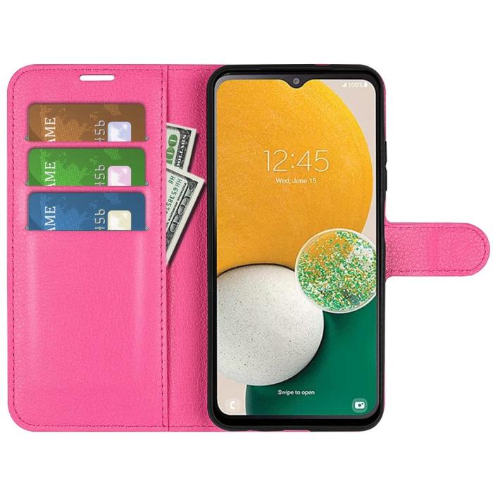 Bild 2, Samsung Galaxy A14 4G/5G Fodral Litchi Läder Rosa