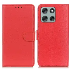 Motorola Moto G56 5G Fodral Litchi L&auml;der R&ouml;d