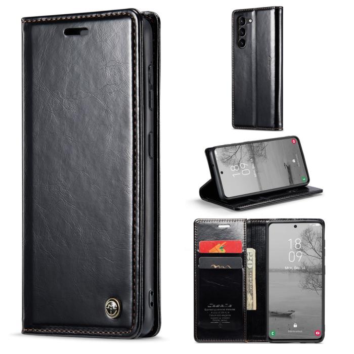 Bild 1, CASEME Samsung Galaxy S23 Plus Fodral Wax Textur Svart