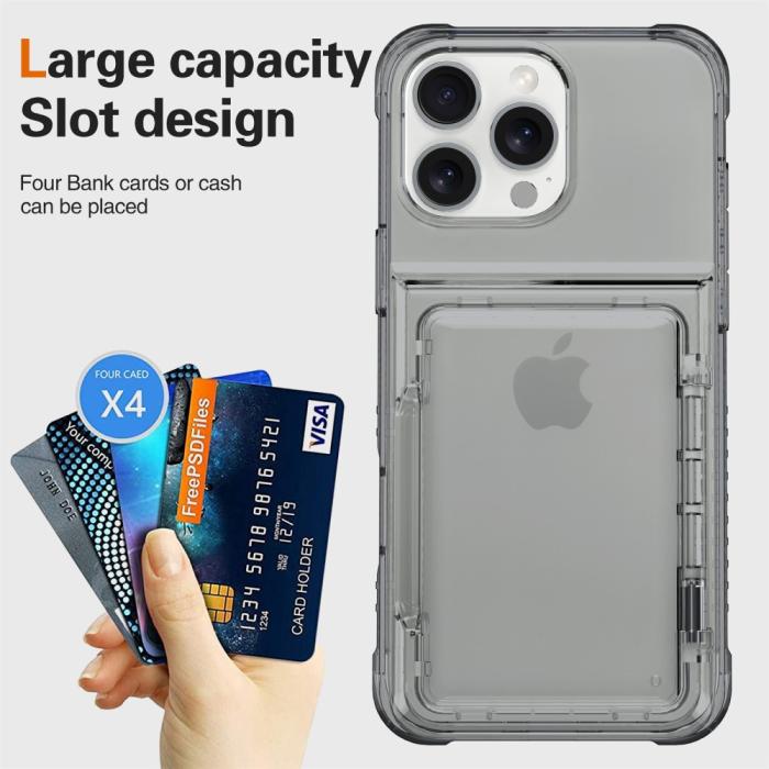 Bild 3, iPhone 16 Pro Max Skal Kickstand Med Kortfack Tonad Svart