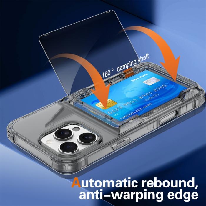 Bild 4, iPhone 16 Pro Max Skal Kickstand Med Kortfack Tonad Svart