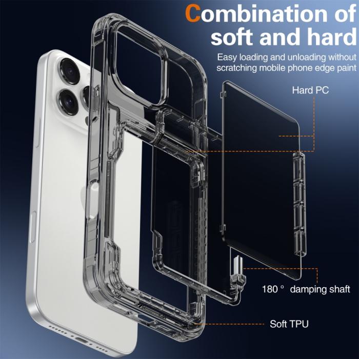 Bild 5, iPhone 16 Pro Max Skal Kickstand Med Kortfack Tonad Svart
