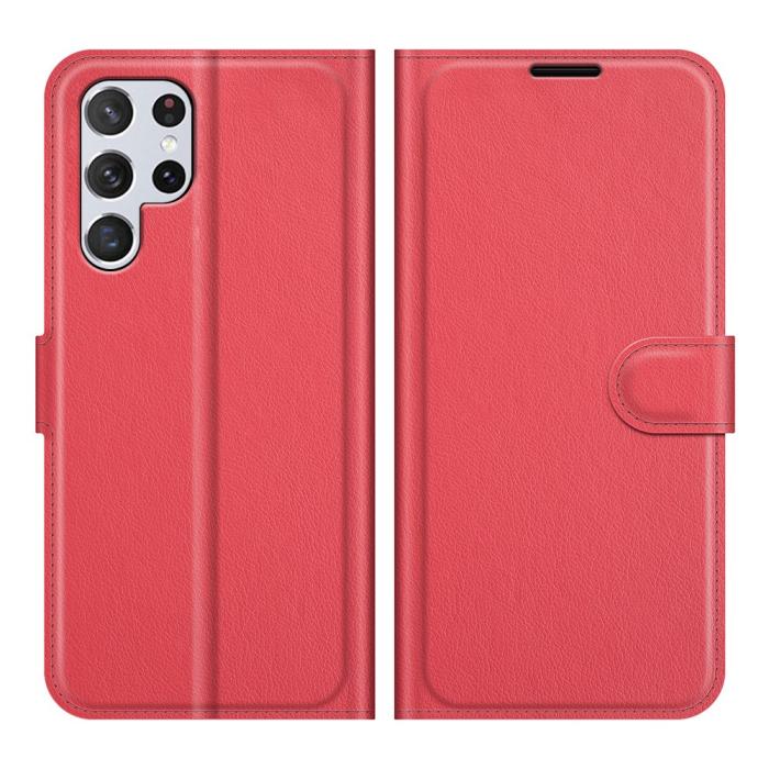 Bild 1, Samsung Galaxy S22 Ultra Fodral Litchi Läder Röd