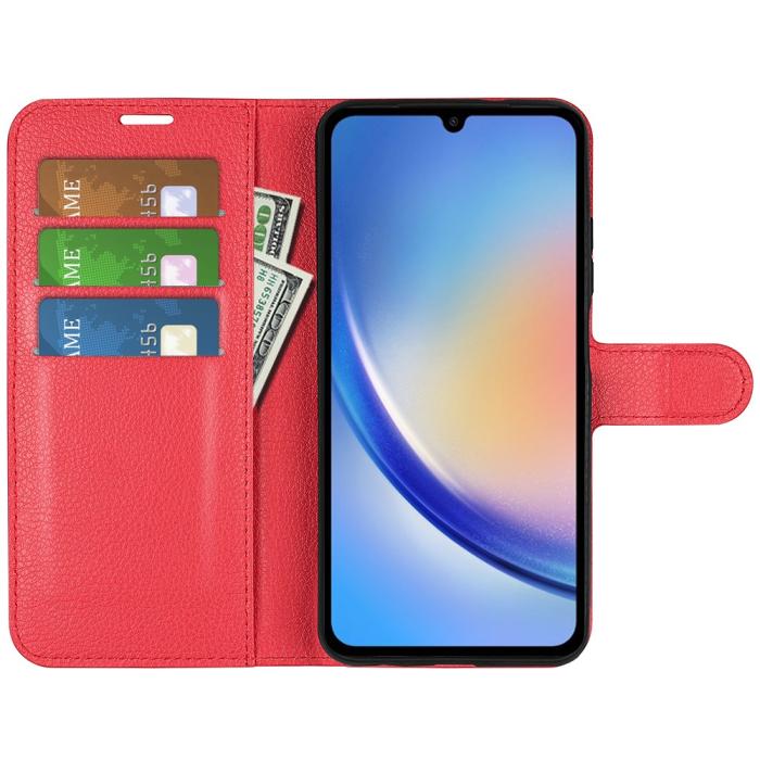 Bild 2, Samsung Galaxy A35 5G Fodral Läder Litchi Röd
