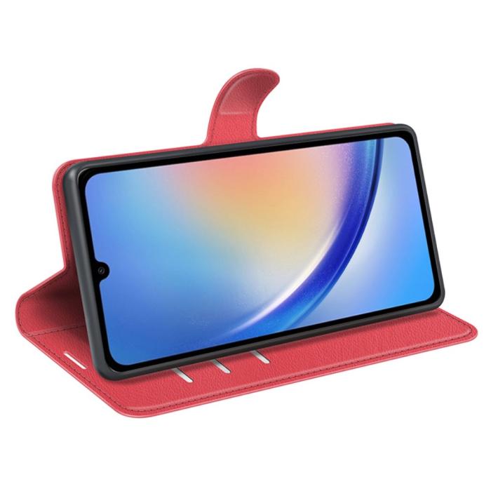 Bild 3, Samsung Galaxy A35 5G Fodral Läder Litchi Röd