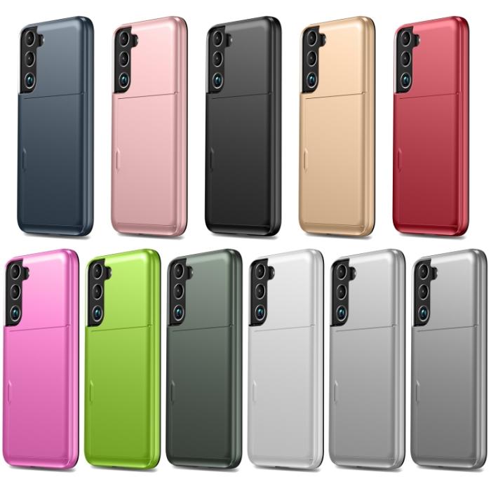 Bild 2, Samsung Galaxy S22 Skal Hybrid Kortfack Mörk Grön
