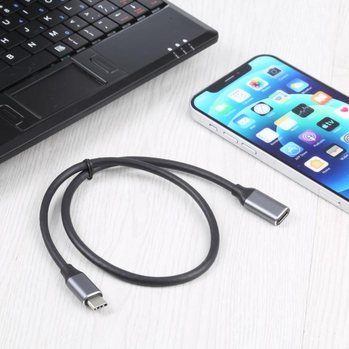 Bild 3, 50 cm USB-C Hane - USB-C Hona Adapter Kabel Svart