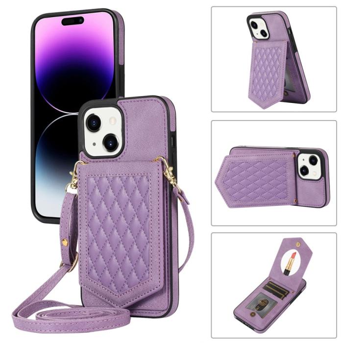 Bild 1, iPhone 15 Skal RFID Kortfack Med Snodd Lila