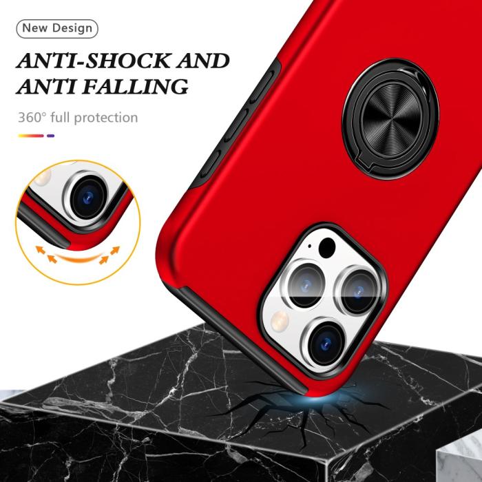 Bild 3, iPhone 16 Pro Skal Med Ringhållare Kickstand Röd