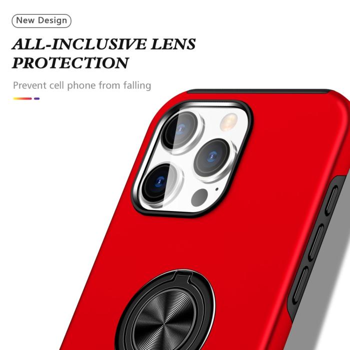 Bild 6, iPhone 16 Pro Skal Med Ringhållare Kickstand Röd