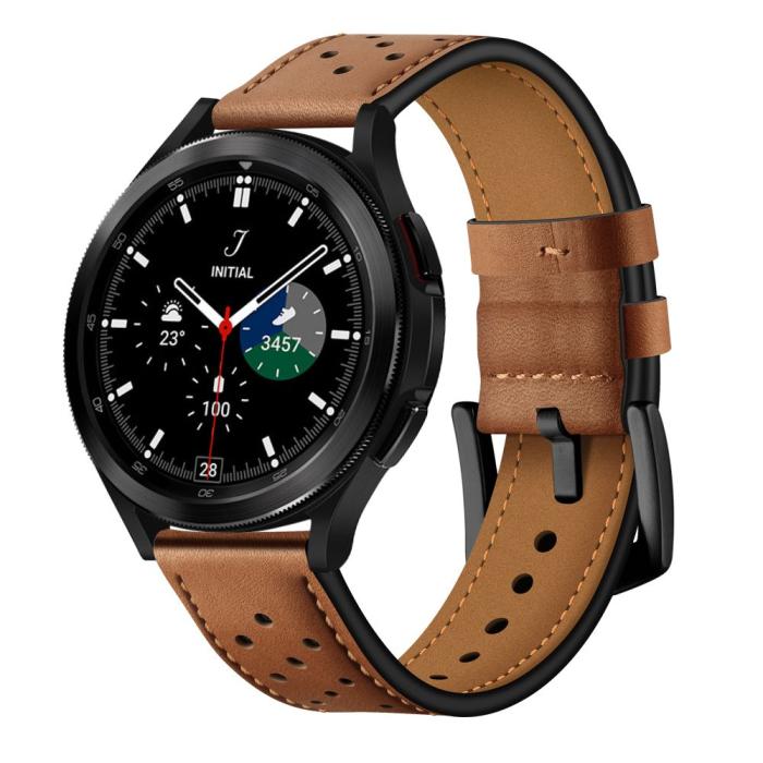 Bild 1, Tech-Protect Äkta Läder Armband Galaxy Watch 4/5/5 Pro/6/7/FE Brun