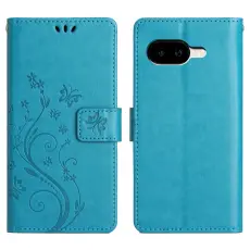 Google Pixel 10a Fodral Med Blommigt Tryck Bl&aring;
