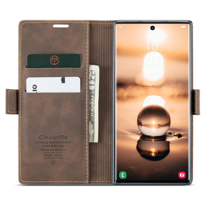 Bild 2, CASEME Galaxy S24 Ultra Fodral Retro Läder Mörk Brun